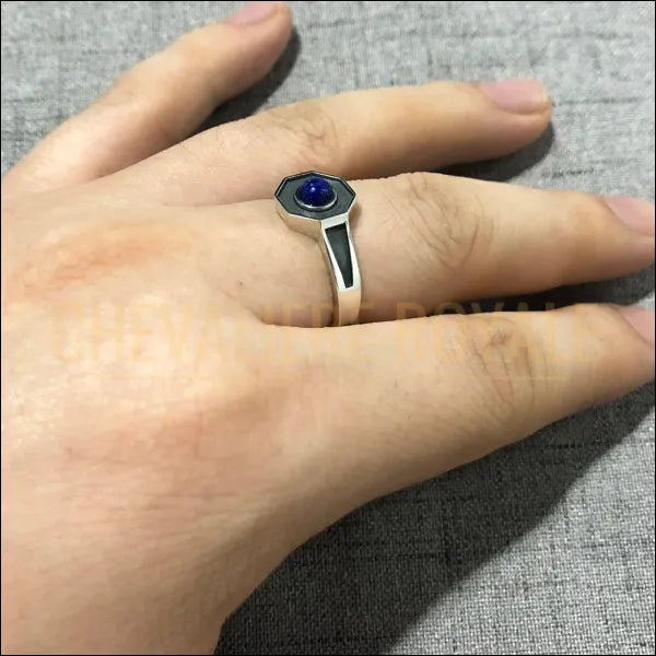 Style Unique: Bague Chevalière Lapis 5x5mm-Chevaliere ROyale - 8465