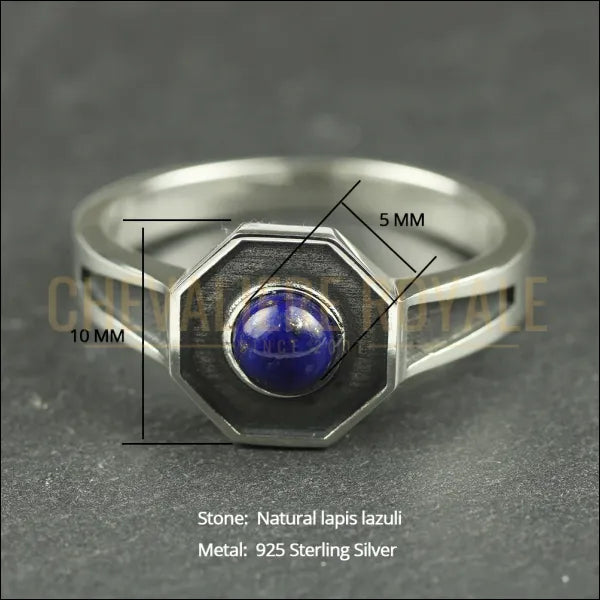 Style Unique: Bague Chevalière Lapis 5x5mm-Chevaliere ROyale - 4