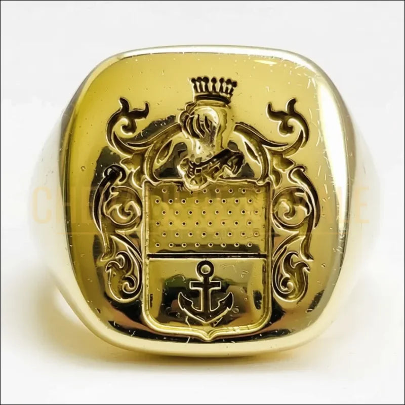 bague-or-heraldique-18-14-10 carats-chevaliere-royale