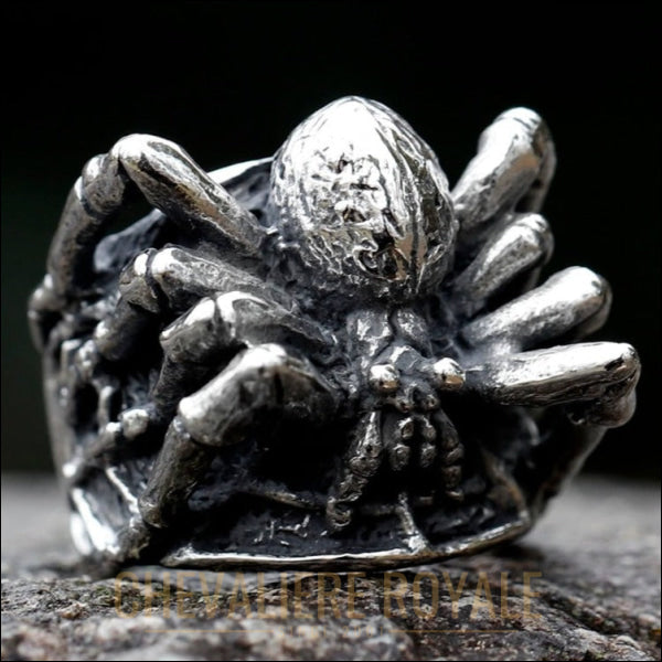 Chevalière en acier en forme de spider 3D - Gothique - Chevaliere Royale -