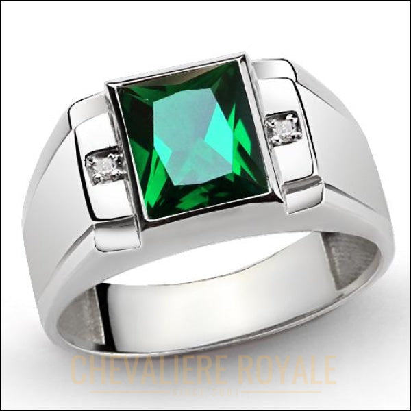 bague-chevaliere-pierre-emeraude-diamants-vert-argent-925-pas-cher.