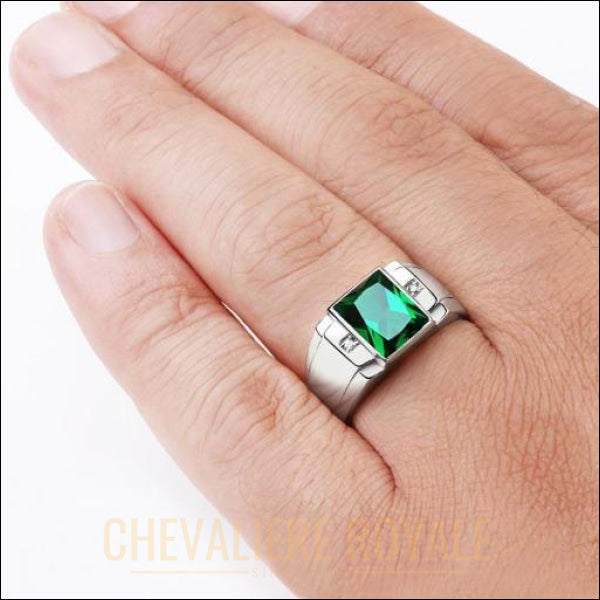 bague-chevalier-emeraude-diamants-vert-argent-925-pas-cher.