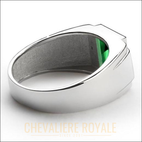 bague-chevaliere-pierre-emeraude-diamants-verte-argent-925-pas-cher.