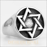 Chevalière acier homme judaïsme hexagramme étoile de David