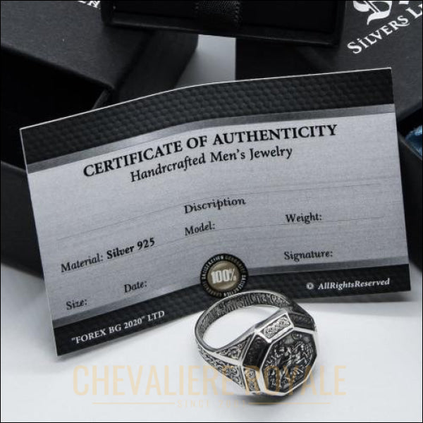 Chevaliere-argent-chretienne-symbole-Saint-Georges-artisanale avec certificat 