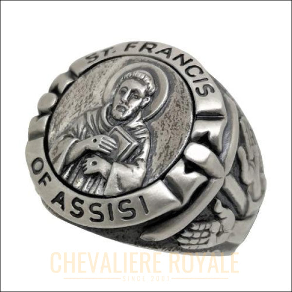 Chevaliere-jesus-catholique-antique-argent-St-Francois-d-Assise..jpg
