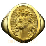 Chevalière en or pour homme style religieuse silhouette de jésus