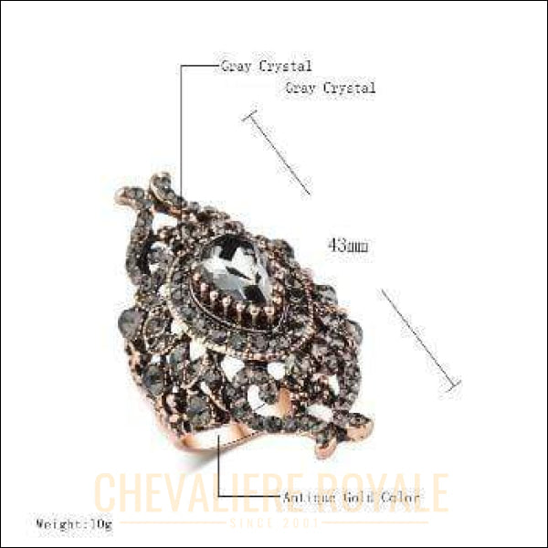 Chevaliere Royale-bague pour femme en alliage extravagante remplis de cristaux gris bijou pas cher