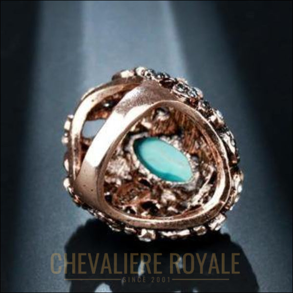Chevaliere Royale - bague femme en alliage signe de privilège et de richesse turquoise