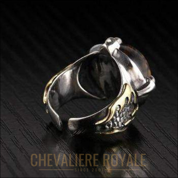Chevaliere Royale - bague femme argent style gothique ajustable oeil flamboyant punk 925