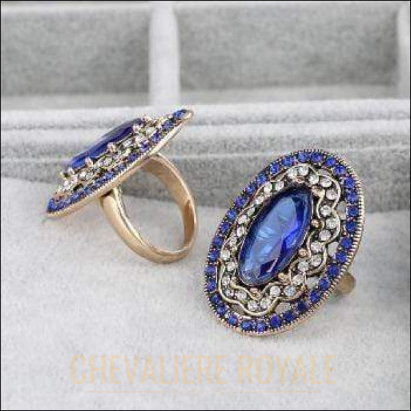 Chevaliere femme royale -bague en alliage la couleur du confort et de la paix bleu bijoux  zircon