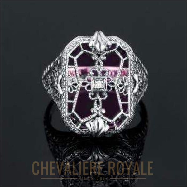 Chevalière femme en argent cristal rose synthétique transparent bijou 925 bague