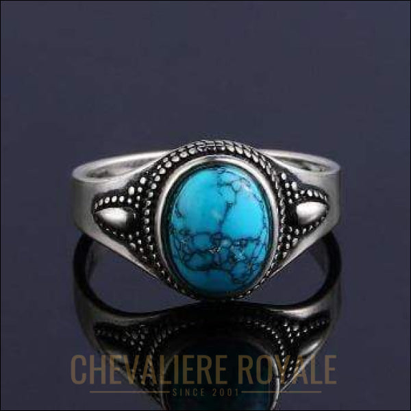 Chevaliere femme royale - bague  en acier pierre de protection charmante turquoise  925