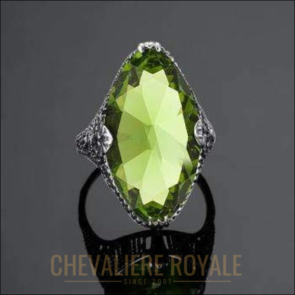 Chevalière Royale bague femme en argent pierre précieuse vert transparent pas cher bijoux
