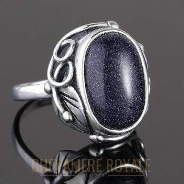 Chevaliere  Royale - Bague femme en argent pierre volcanique obsidienne bagus pas cher bijoux