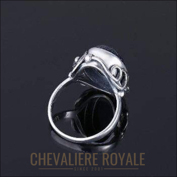 Chevaliere  Royale - Bague femme en argent pierre volcanique obsidienne bagues pas cher