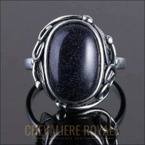 Chevaliere  Royale - Bague femme en argent pierre volcanique obsidienne bijou bague s