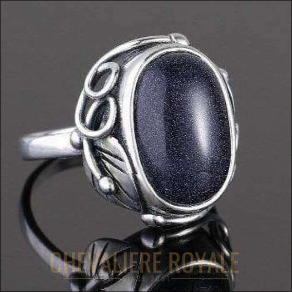 Chevaliere  Royale - Bague femme en argent pierre volcanique obsidienne bijou