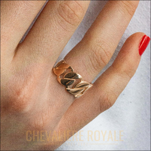 Bague Chevalière femme or rose 14 carats forme de chaine