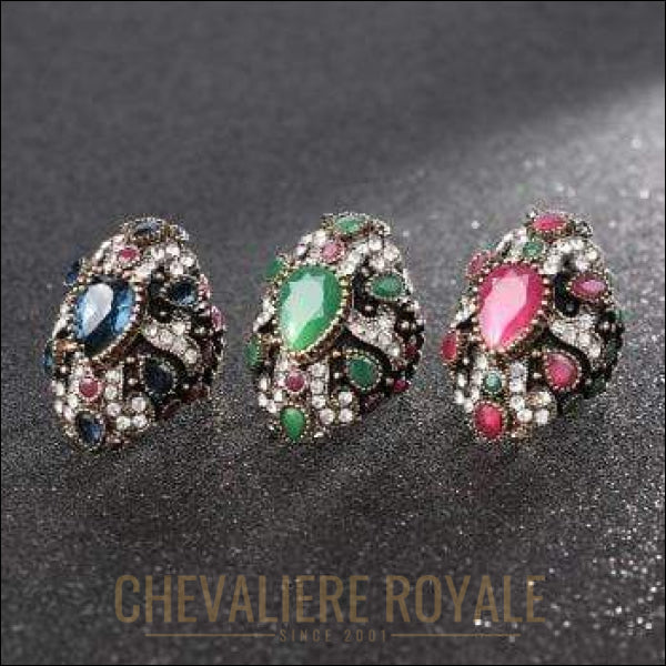 Chevaliere Royale femme - bague glamour aux inspirations de motifs ottomans trois couleurs
