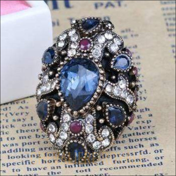 Chevaliere Royale femme - bague glamour aux inspirations de motifs ottomans bleu