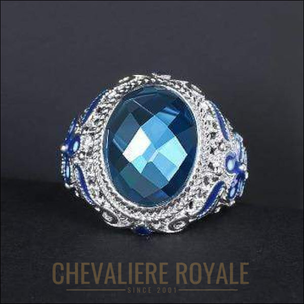 Chevaliere Royale - bague femme mode tibétain couleur bleu thérapeutique