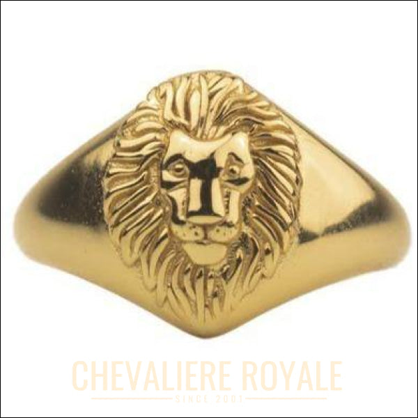 Chevalière royale femme tête de lion plaquée or 18K ou en argent 925