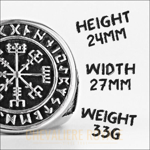 Chevalière homme acier design Vegvisir Viking Compass