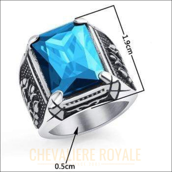 Chevaliere Royale - Bague homme acier inoxydable rouge bleu violet finement taillé  17 gr