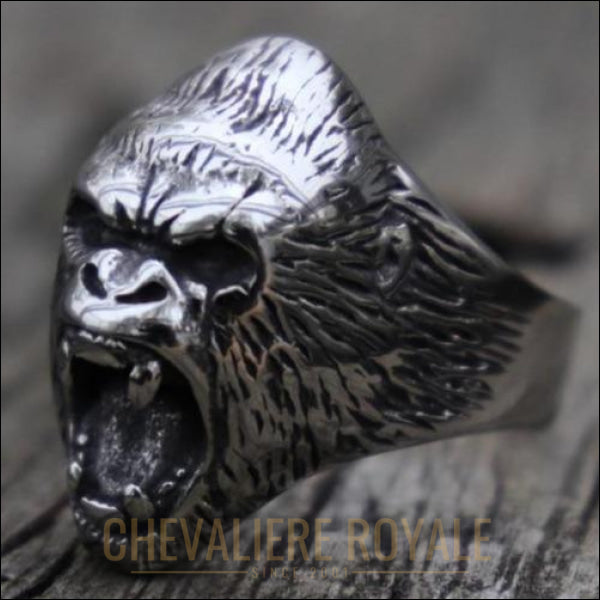 Chevaliere royale homme en acier inoxydable la tête de gorille en colère pas cher gothique 