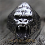 Chevalière homme acier style biker la tête de gorille en colère