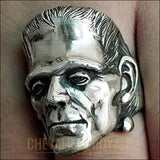 Chevalière homme acier tête de Frankenstein style gothique punk