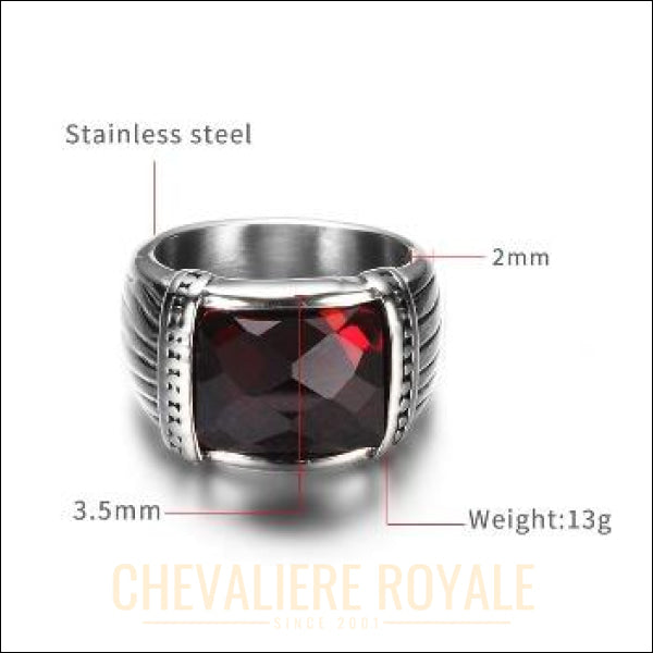 Chevaliere-Homme :  homme acier ZIRCONE précieuse de synthèse le diamant simulé  bijoux pas cher bague 