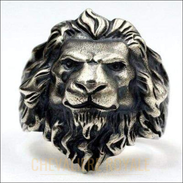 Chevalière royale  argent ancienne massif tête de lion forme réaliste