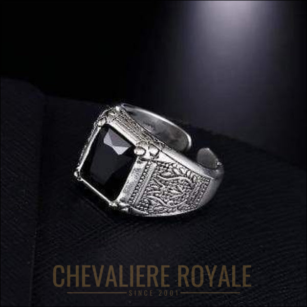 Chevaliere Royale - bague homme argent avec pierre d'onyx anti-dépression  bijou