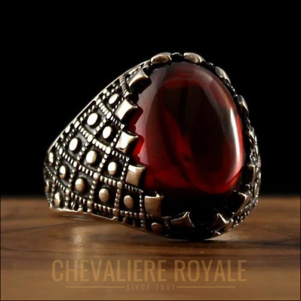 chevaliere-argent-homme-pierre-rouge-agate