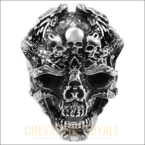 Chevaliere homme - bague  argent gothique crâne un symbole diabolique