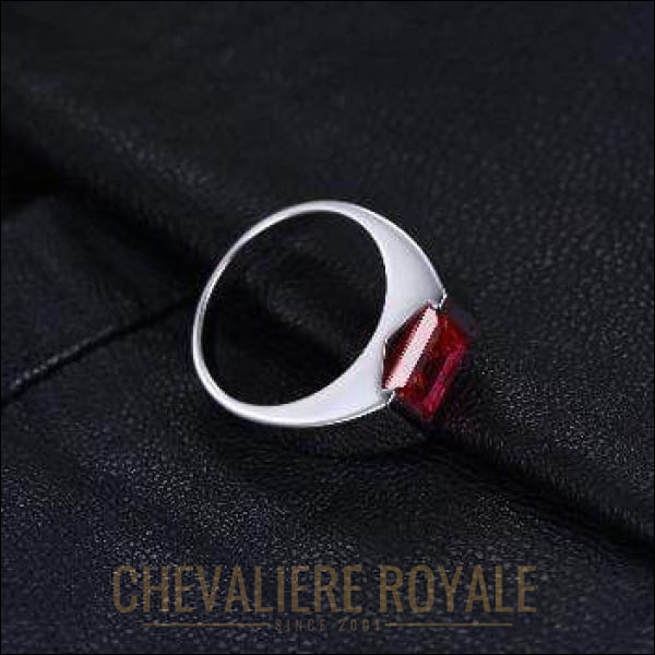 Chevaliere Royale - bague homme argent pierre quartz rouge style moderne bijou