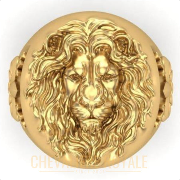 Chevalieres homme argent plaqué or 14K tête de lion et fleur de lys