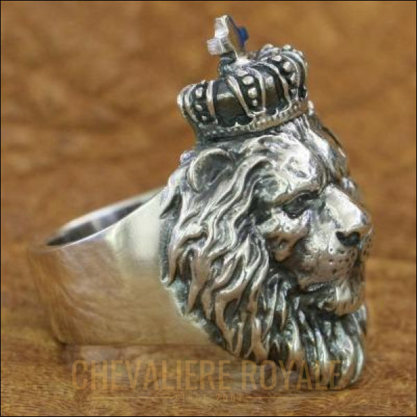 Chevaliere royale homme argent tête de lion symbolisant la force la sagesse pas cher
