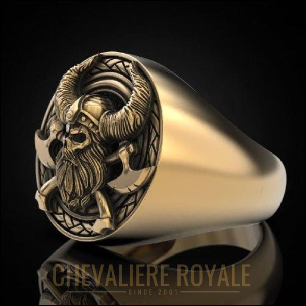 Chevaliere-homme-acier-inoxydable-de-tete-de-mort-Viking-gold