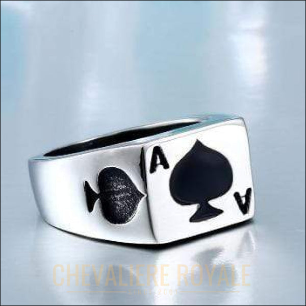 Chevaliere Royale - bague homme en acier inox pour joueur de poker AS de pique bijoux