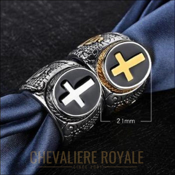 Chevaliere Royale - bague homme en acier inox Sainte Croix Chrétienne 22 gr  bijou
