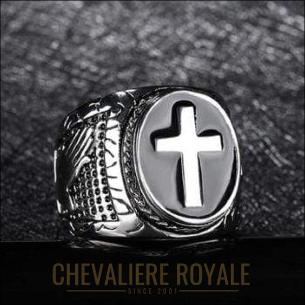 Chevaliere Royale - bague homme en acier inox Sainte Croix Chrétienne 22 gr pas cher