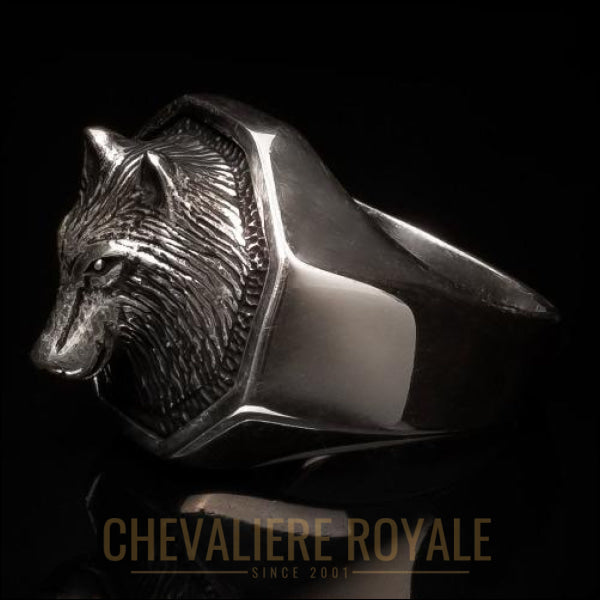 Chevaliere-homme-argent-925-massif-art-tribal-loup-3D