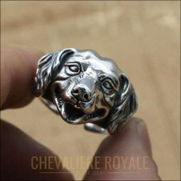 Chevalière Royale - bague  homme femme argent en forme d'un chien ajustable bijoux pas cher