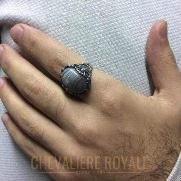 Chevalière homme la pierre de la chance carnalien (EY1270) - Chevalière Royale 