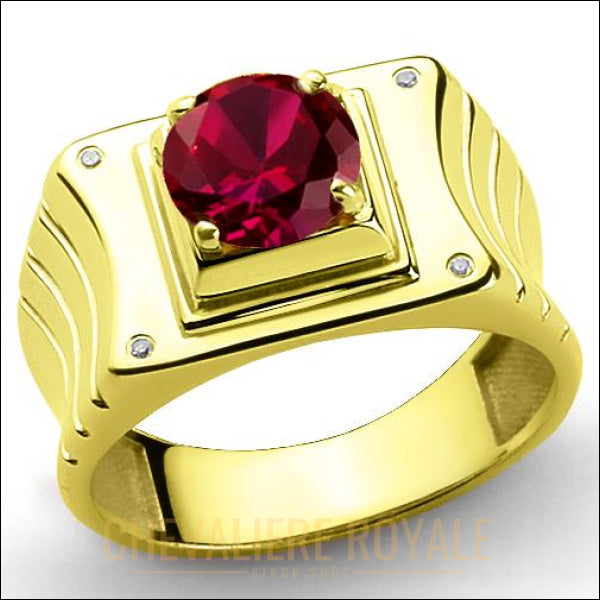 bague-chevaliere-or-14-carats-pierre-rubis-rouge