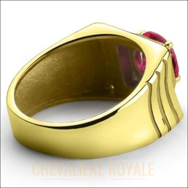 bague-chevaliere-or-14-carat-pierre-rubis-rouge