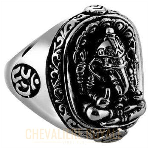 Chevaliere Royale - bague homme religieuse en argent Ganesh dieu éléphante